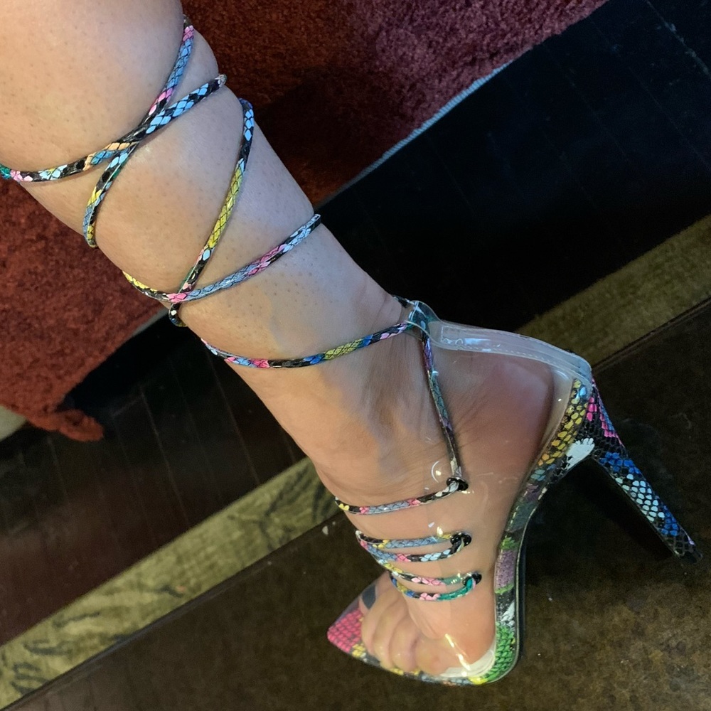 Brand New Snake like printed  colorful heels
